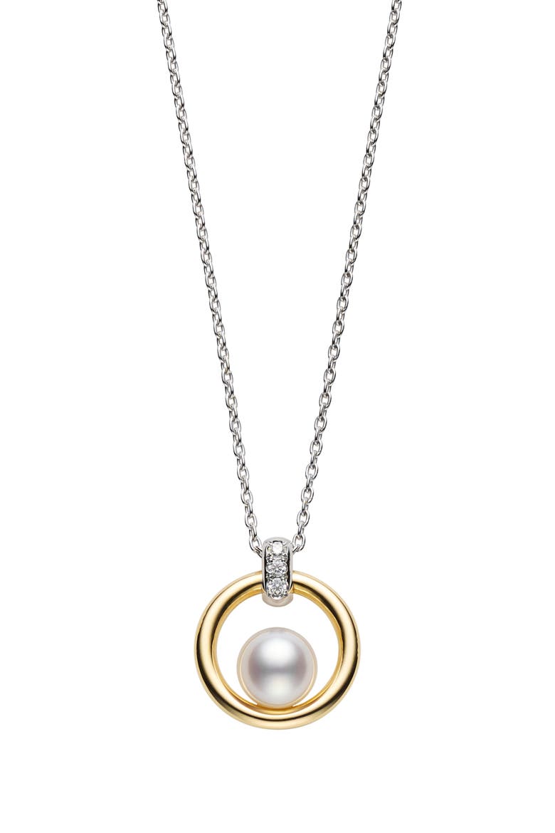 Cultured Pearl Pendant Necklace, Main, color, YELLOW GOLD/ WHITE GOLD