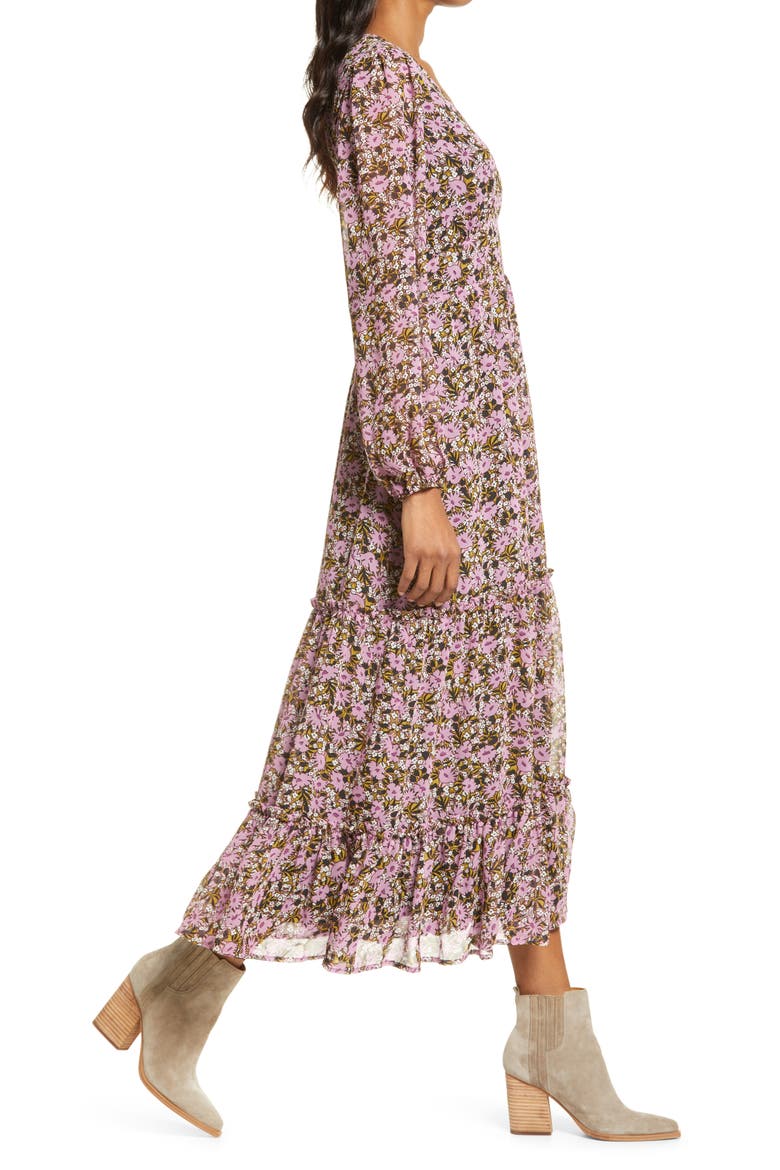 Lovestoned Floral Long Sleeve Dress, Alternate, color, PURPLE