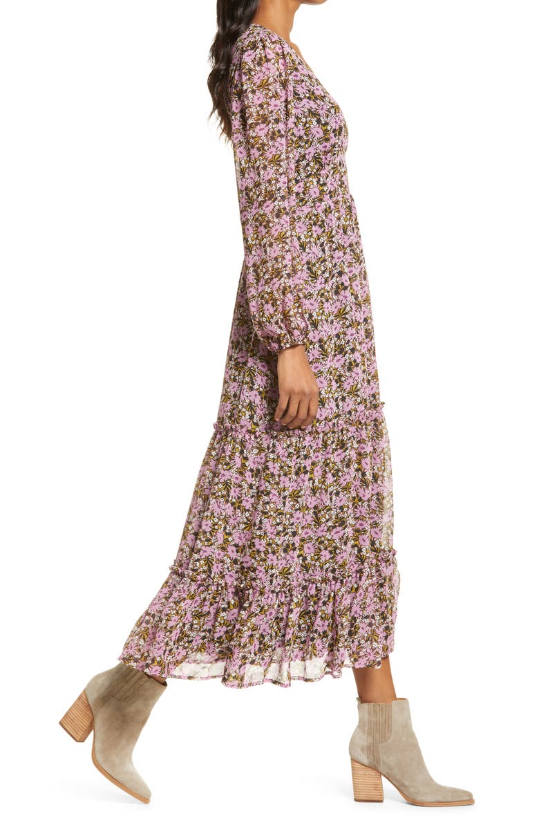 Lost + Wander Lovestoned Floral Long Sleeve Dress, Alternate, color, Purple
