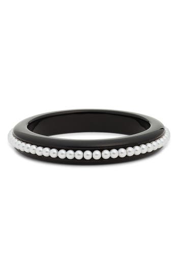 Open Edit Faux Pearl Bangle In White- Black