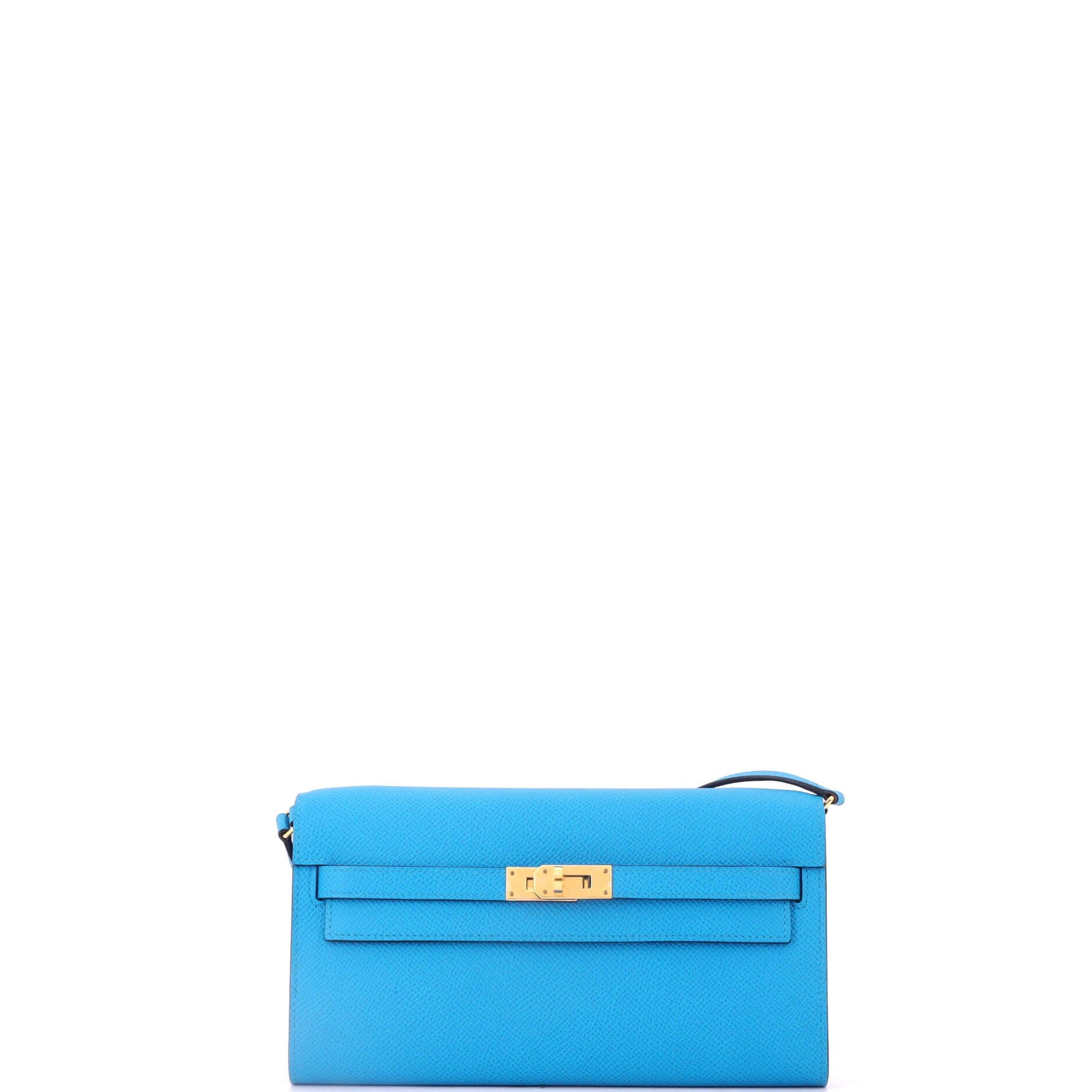 Pre-Owned Hermes Kelly To Go Wallet Verso Epsom, Main, color, Verso - Bleu Frida/Rouge H