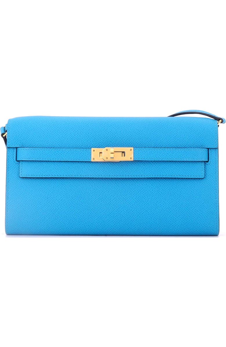 Pre-Owned Hermes Kelly To Go Wallet Verso Epsom, Main, color, Verso - Bleu Frida/Rouge H