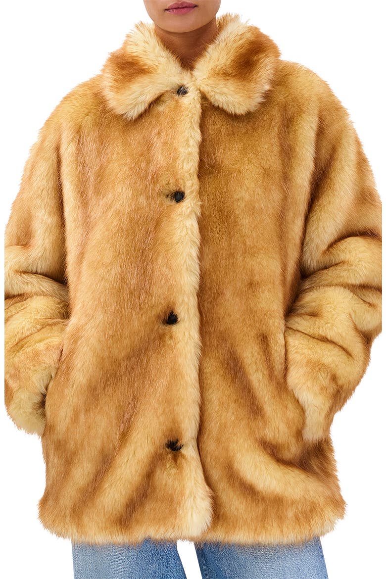 Brenna Faux Fur Coat, Alternate, color, BROWN