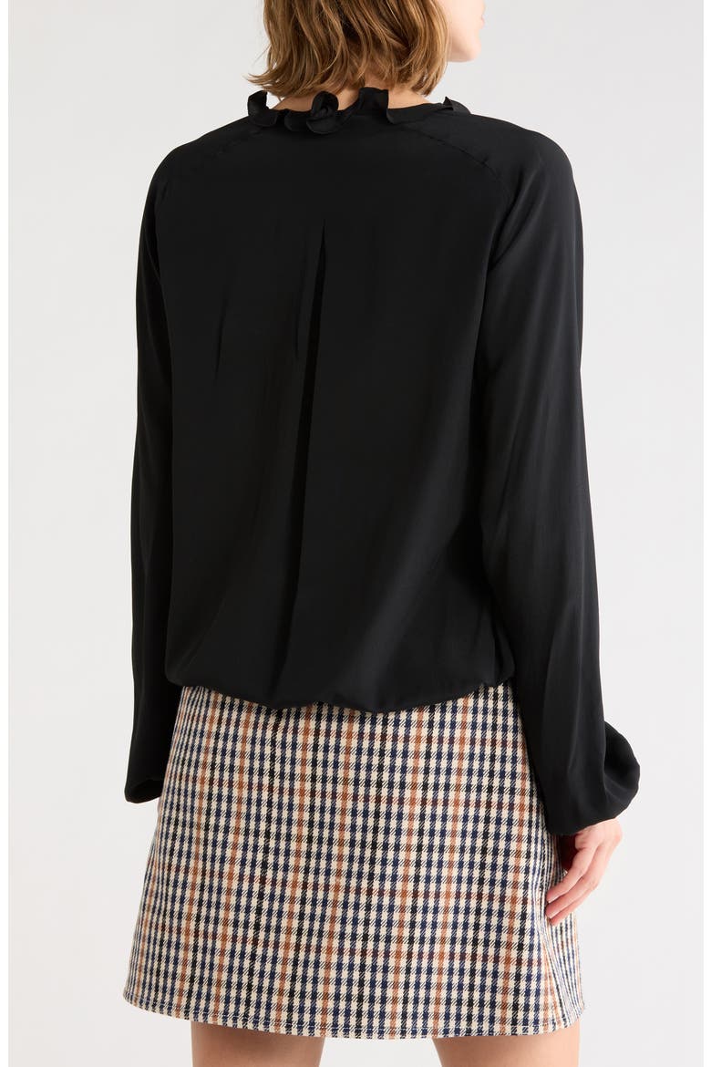Ruffled Long Sleeve Top, Alternate, color, BLACK
