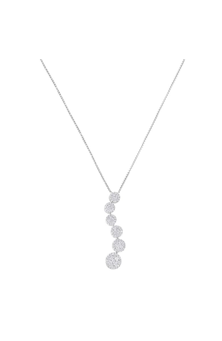 Haus of Brilliance 14K White Gold 1 cttw Diamond Cluster Journey Pendant Necklace, Alternate, color, White