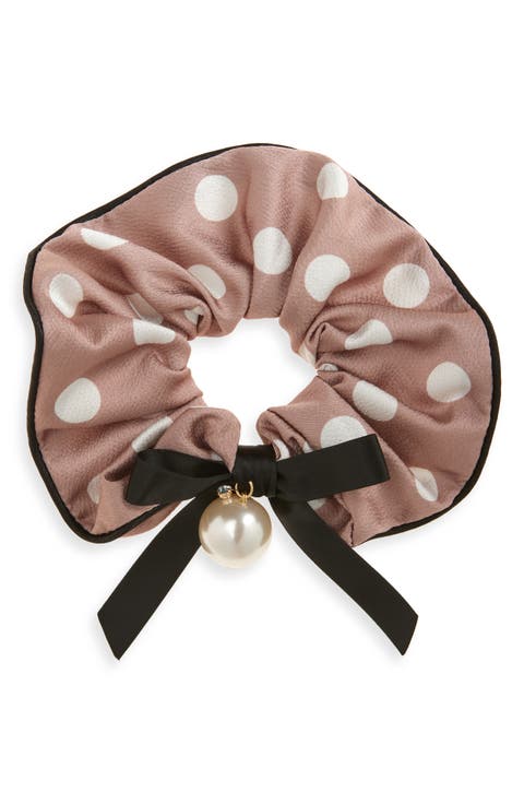 Polka Dot Hammered Satin Scrunchie