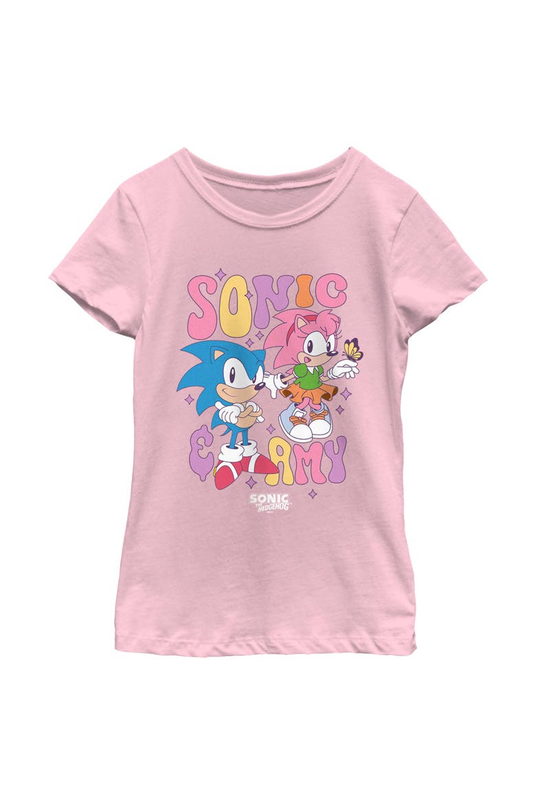 Girl's Sonic the Hedgehog Cute Couple  Graphic T-Shirt, Main, color, Light Pink