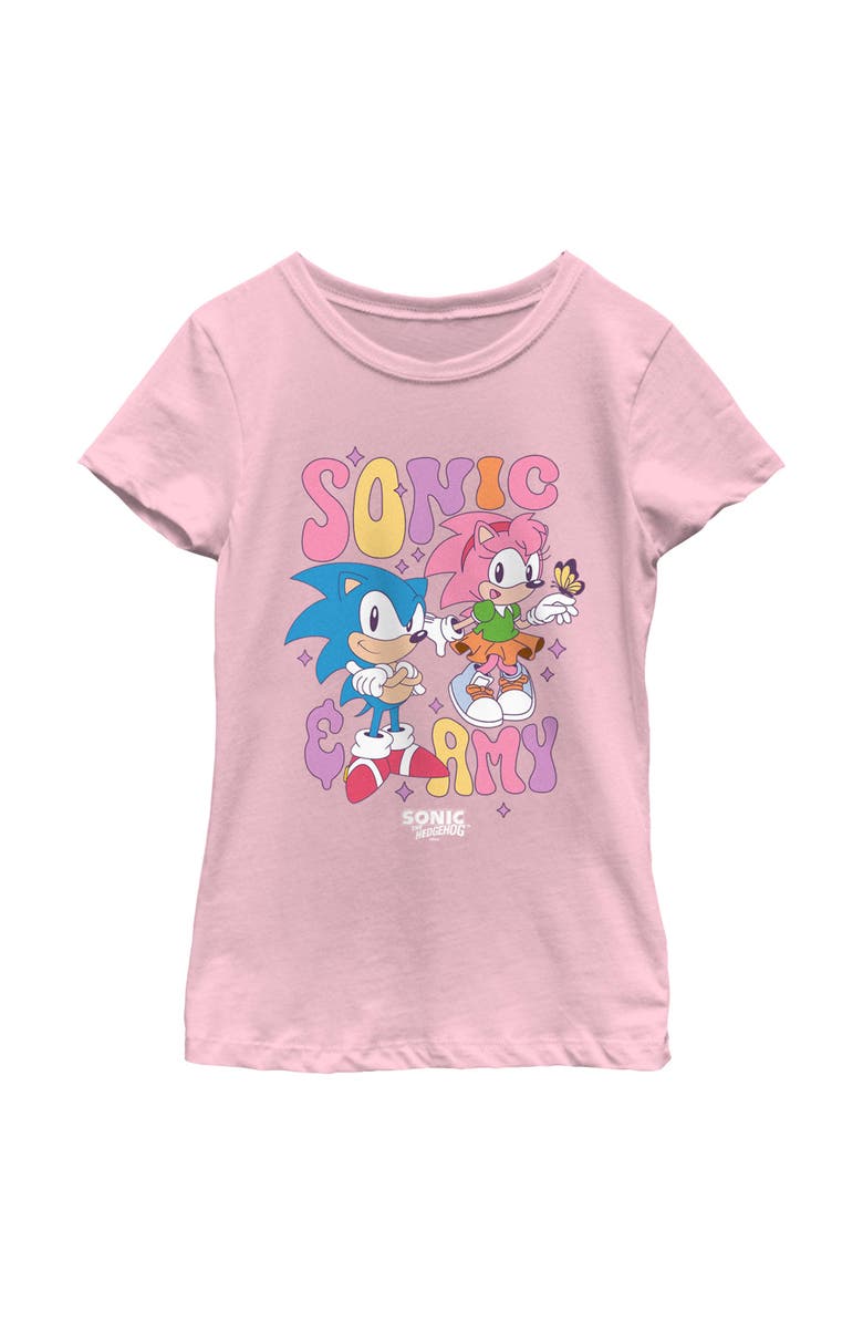 Sonic the Hedgehog Girl's Sonic the Hedgehog Cute Couple Graphic T-Shirt, Main, color, Light Pink