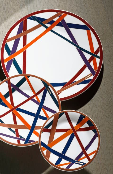 Dessert Plates NASTRI Set of 2  Multicolor diam. 8.5"