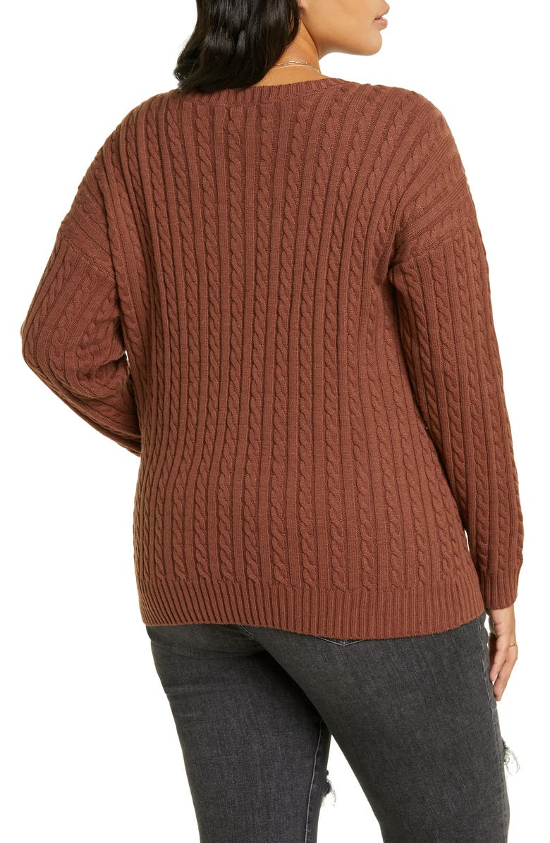 BP. Cable Knit Oversize Cotton Blend Sweater, Alternate, color,