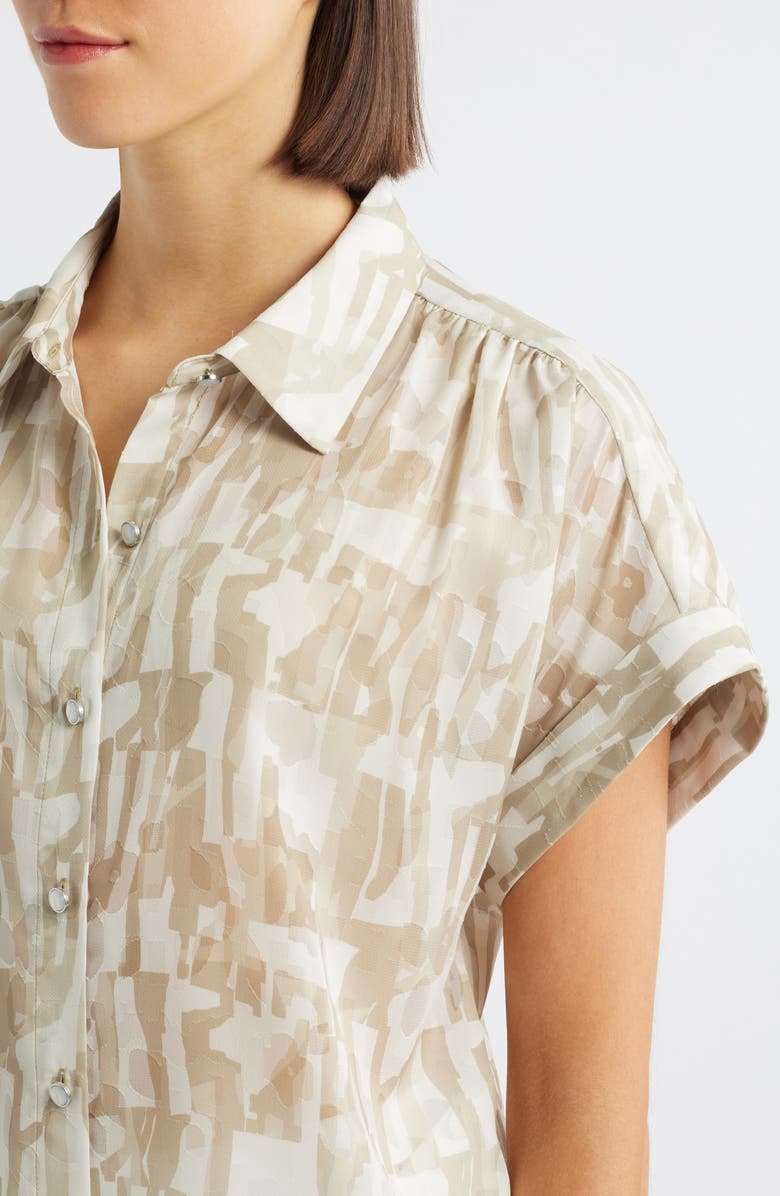 DKNY Allover Print Button-Up Shirt, Alternate, color, Broken City Burnout