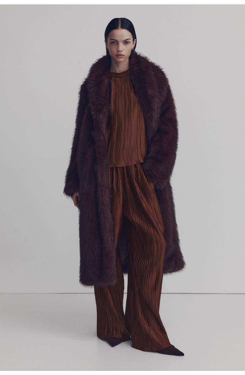 H&M Crinkled Pull-on Trousers, Alternate, color, Brown