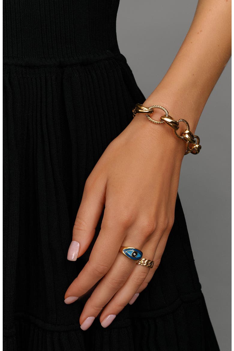 Mixed Link Statement Bracelet, Alternate, color, Gold