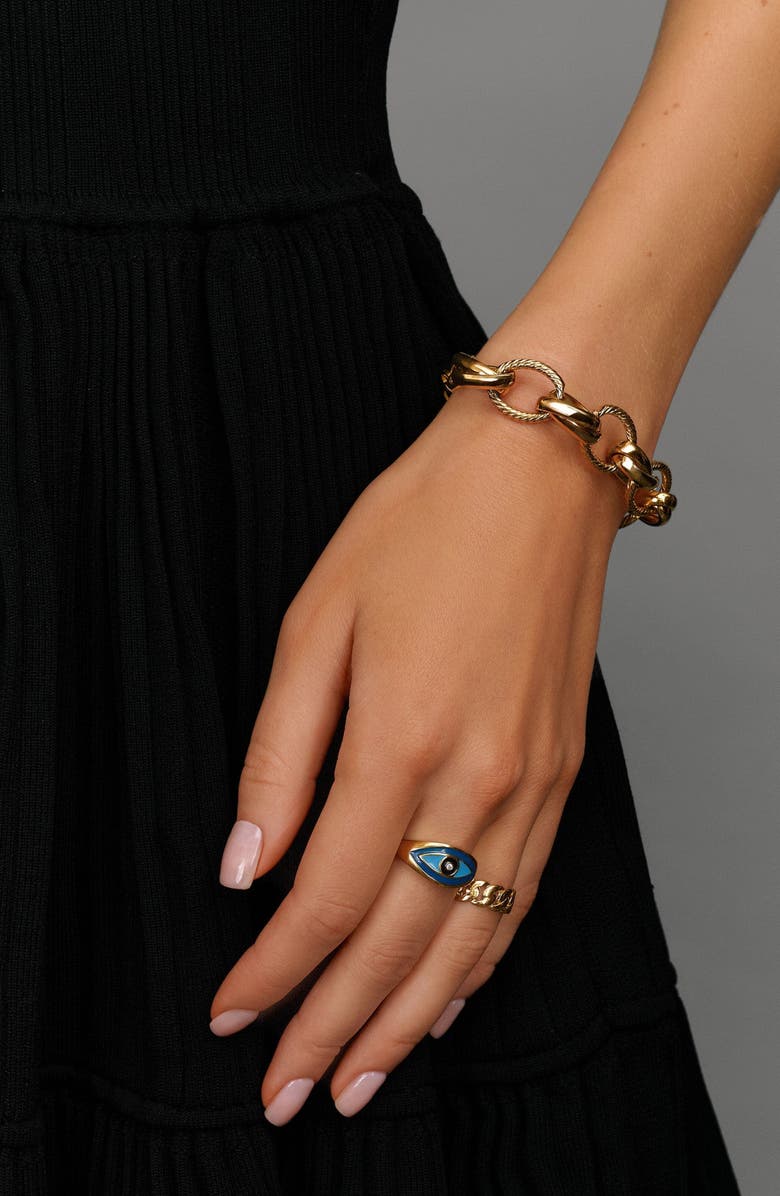 Nialaya Mixed Link Statement Bracelet, Alternate, color, Gold