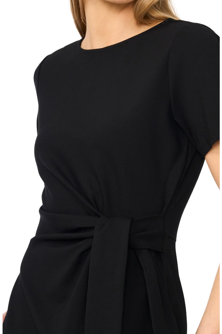 Tie Front Short Sleeve Midi Dress, Alternate, color, RICH BLACK