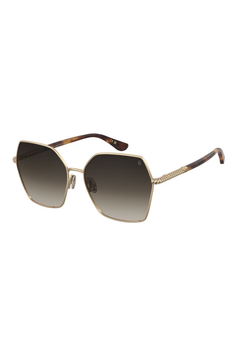 60mm Gradient Square Sunglasses, Alternate, color, GOLD/ BROWN SF