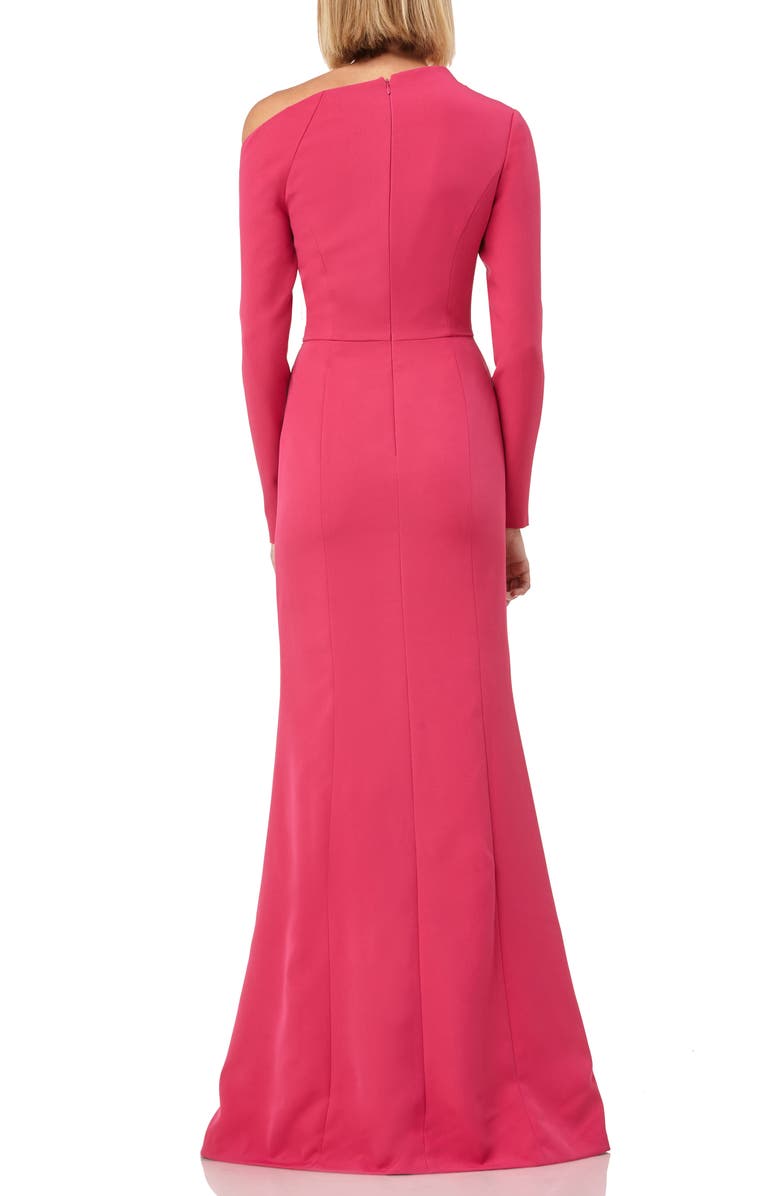 Kay Unger Asymmetrical Neck Long Sleeve Mermaid Gown, Alternate, color, 