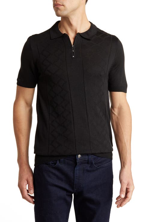 Short Sleeve Quarter Zip Knit Polo