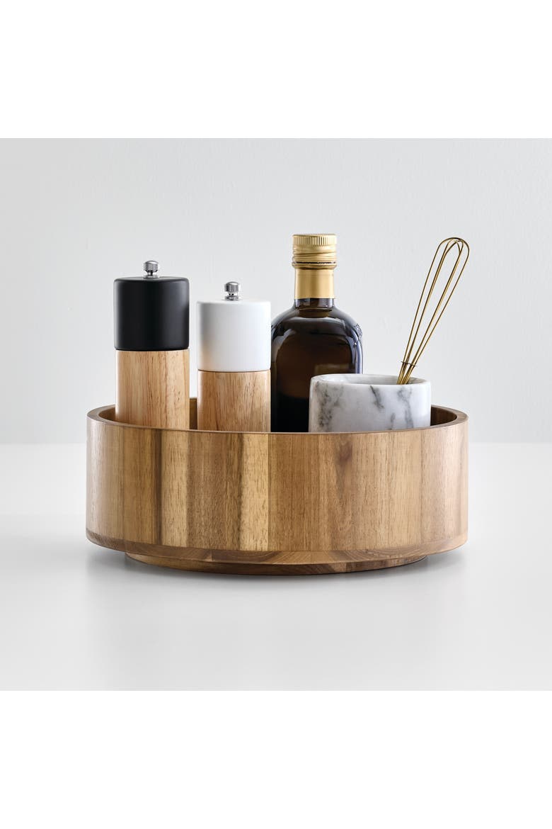 10-Inch Round Acacia Wood Lazy Susan Organizer for Kitchen, Alternate, color, Natural - 1 Pack