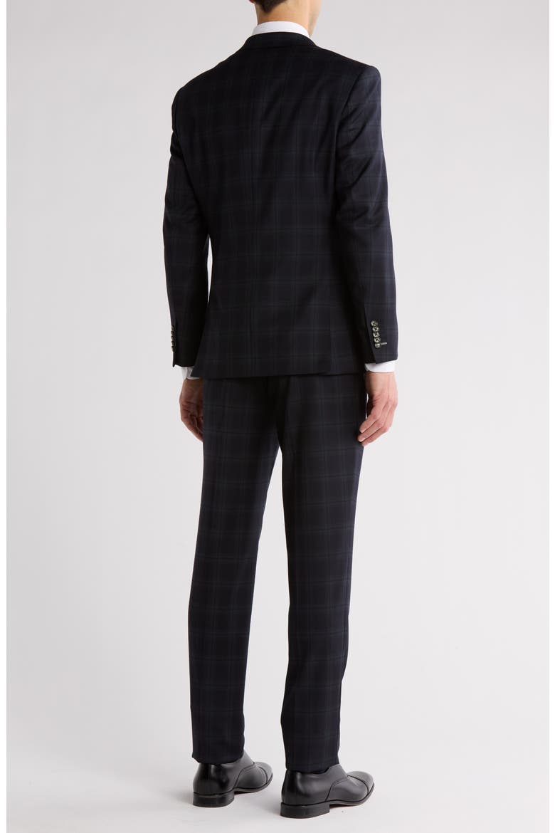 Plaid Black Wool Blend Suit, Alternate, color, BLACK/ OLIVE