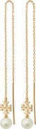 Tory Burch Kira Imitation Pearl Threader Drop Earrings