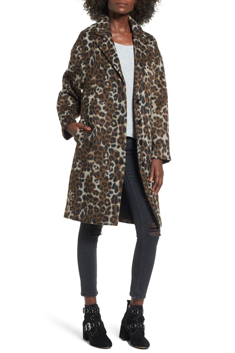 Oversize Leopard Print Topcoat, Main, color, LEOPARD PRINT