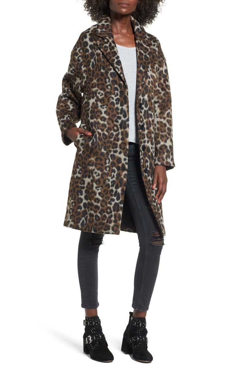 Vigoss Oversize Leopard Print Topcoat, Main, color,