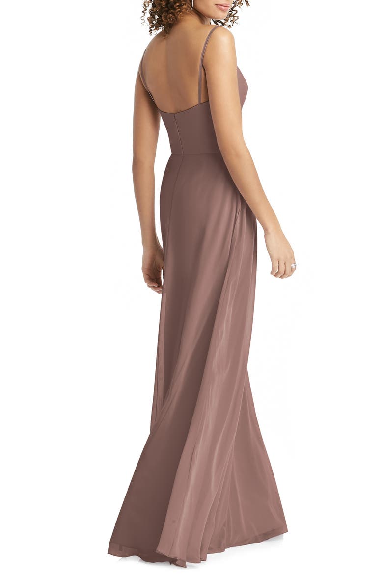 Crossover V-Neck Chiffon Trumpet Gown, Alternate, color, SIENNA
