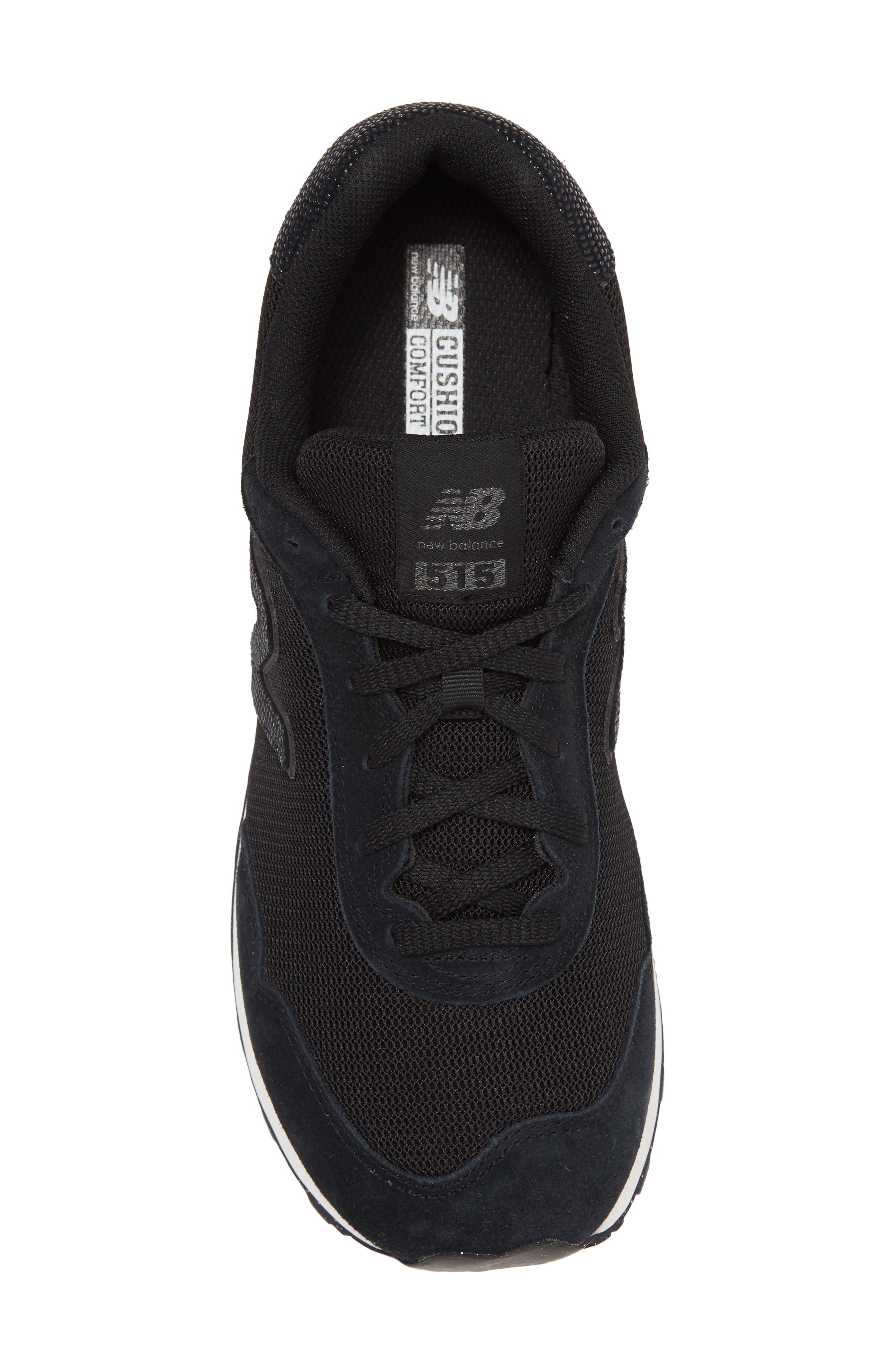 New Balance 515 Suede Sneaker, Alternate, color, Black/ White