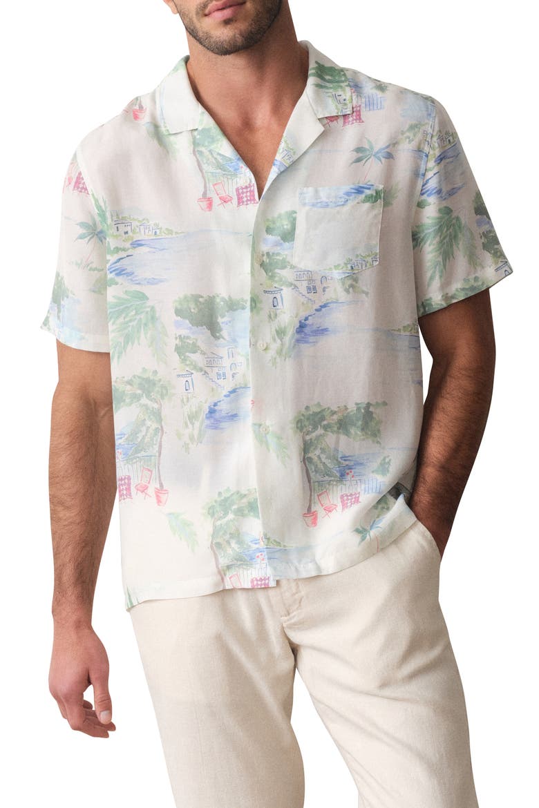 Luzio Resort Print Camp Shirt, Main, color, MEDITERRANEAN COASTLINE PRINT