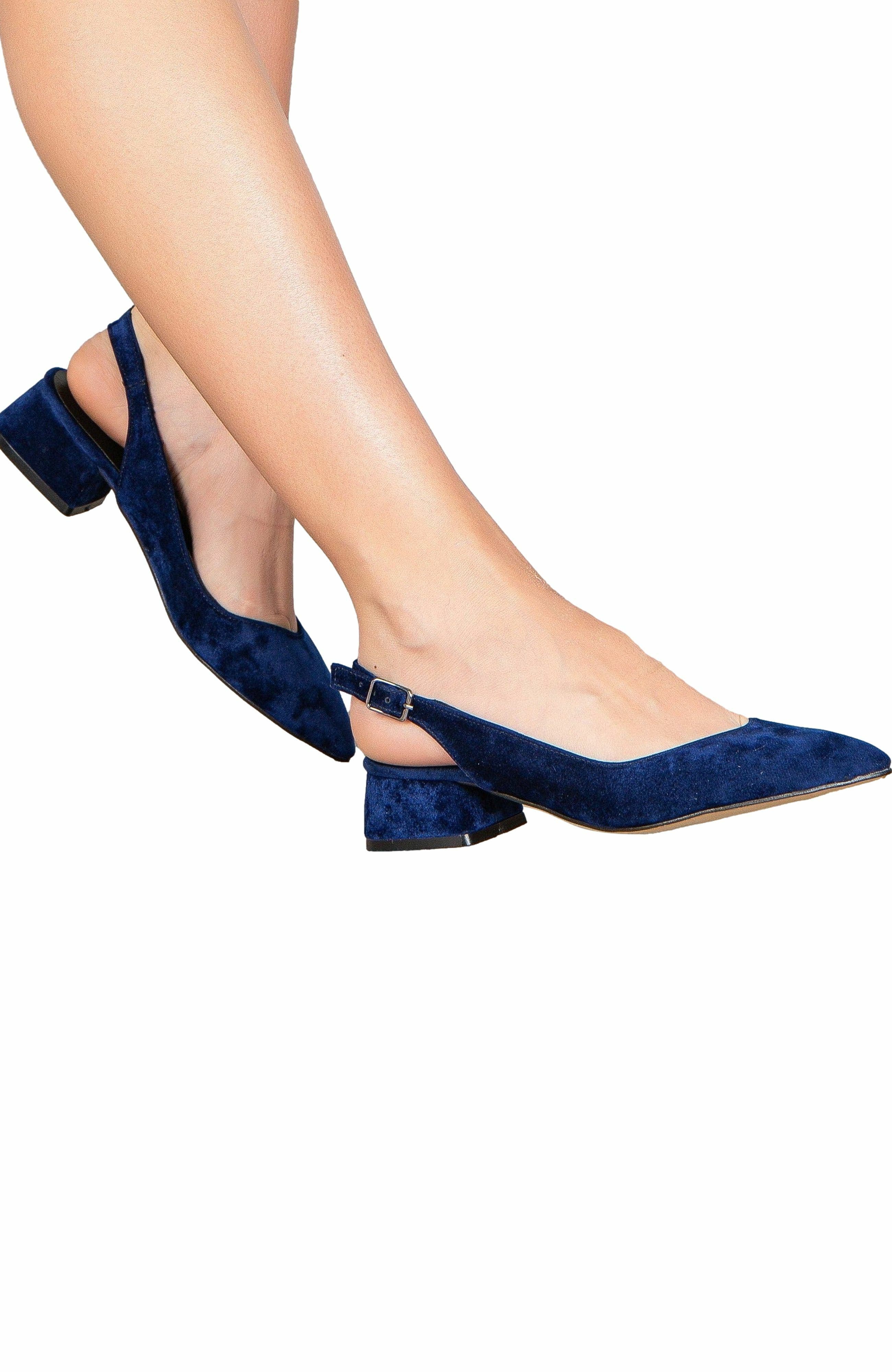 Forever & Always Shoes Emma Slingback Flat Heels, Alternate, color, Navy Blue