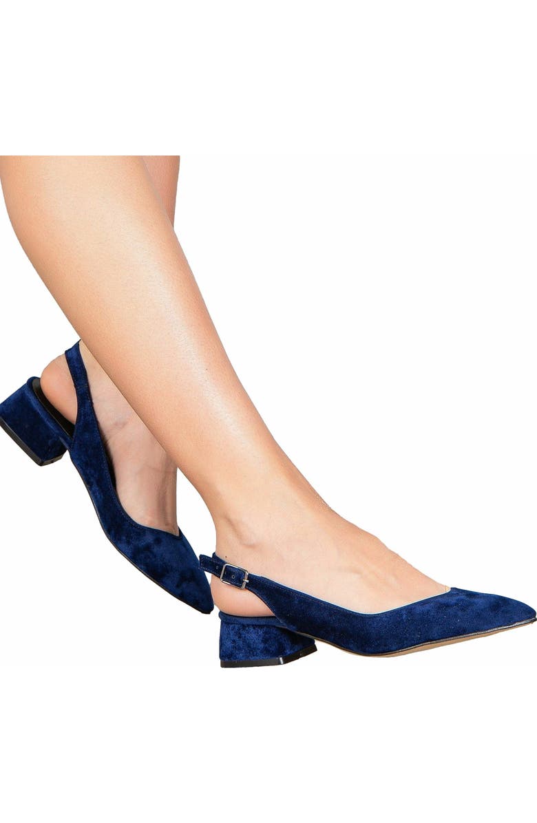 Forever & Always Shoes Emma Slingback Flat Heels, Alternate, color, Navy Blue