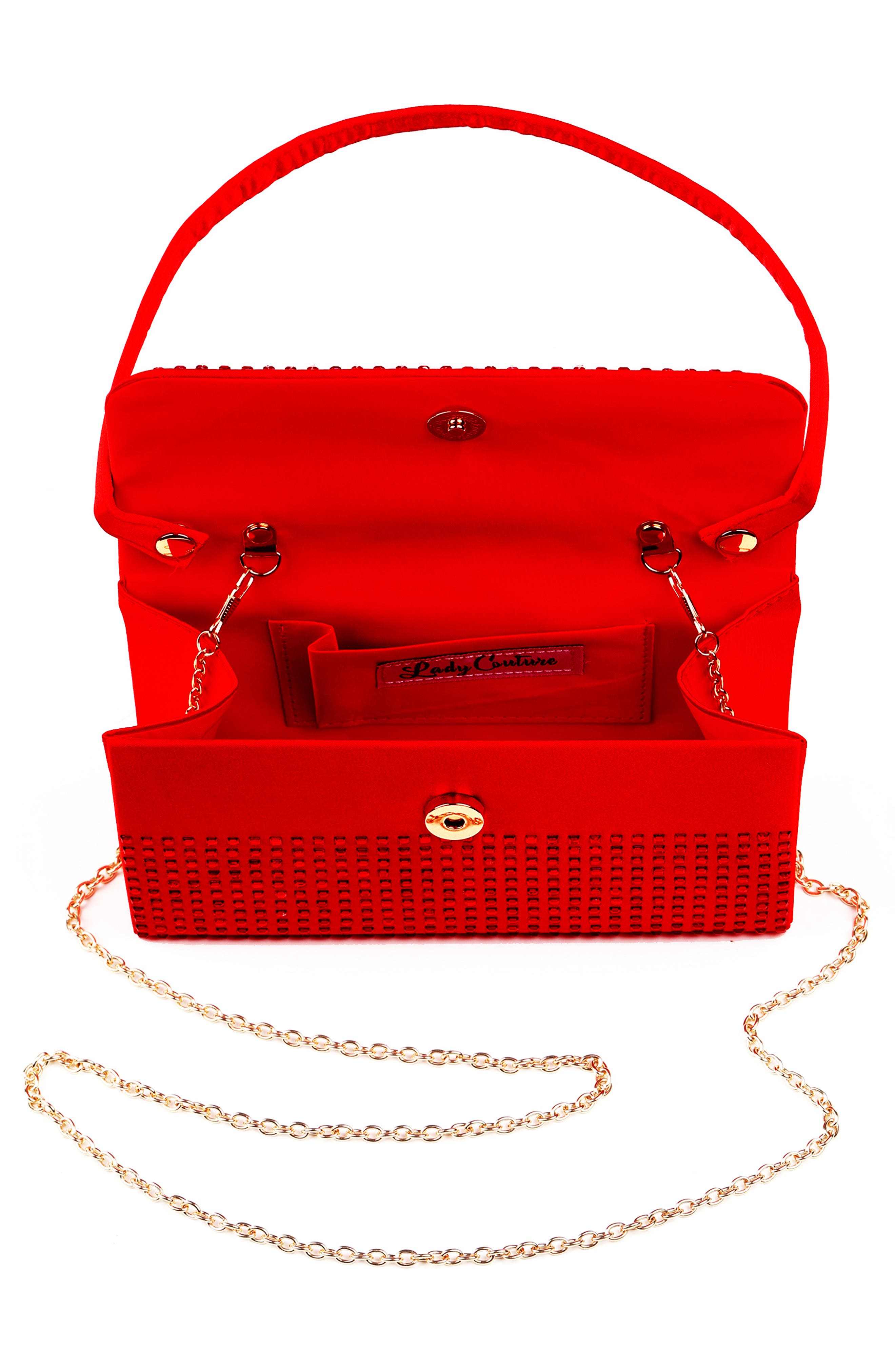 Shana Rhinestone Handbag, Alternate, color, RED
