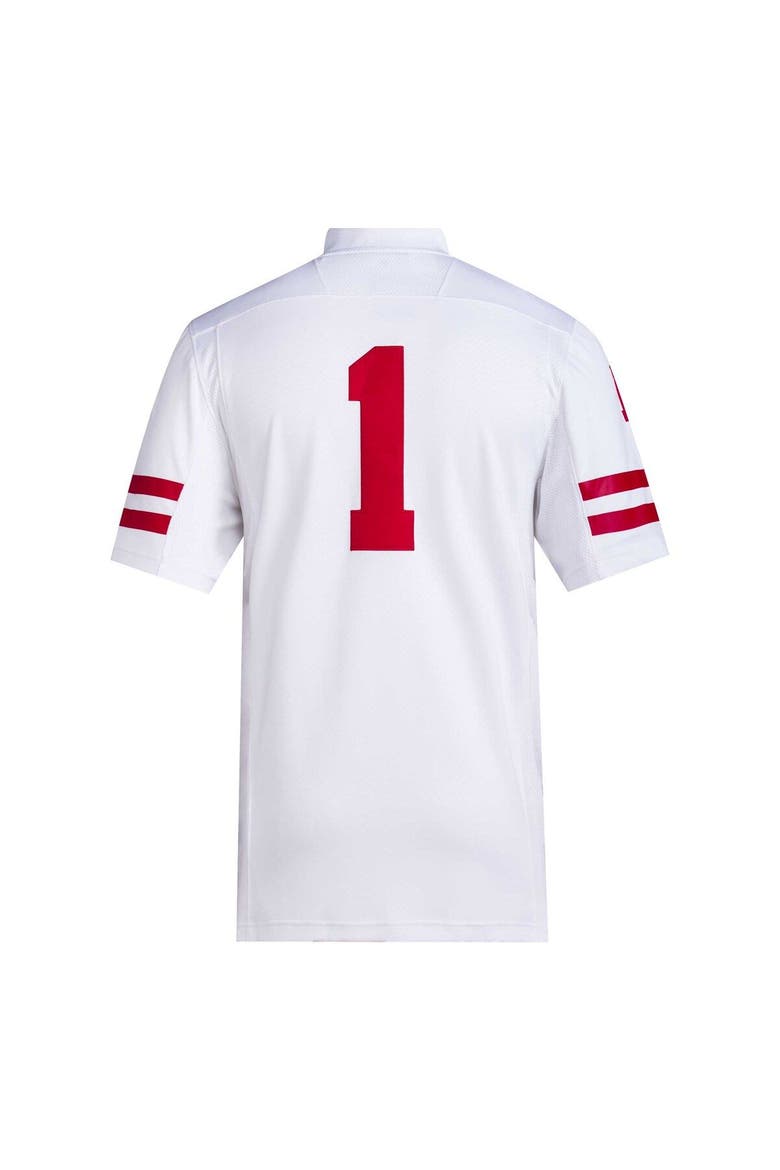 Men's adidas #1 White Nebraska Huskers Premier Football Jersey, Alternate, color, White