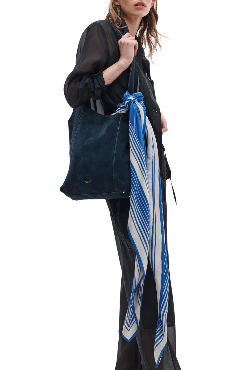 rag & bone Erina Stripe Scarf, Alternate, color, Blue Cream Stripe