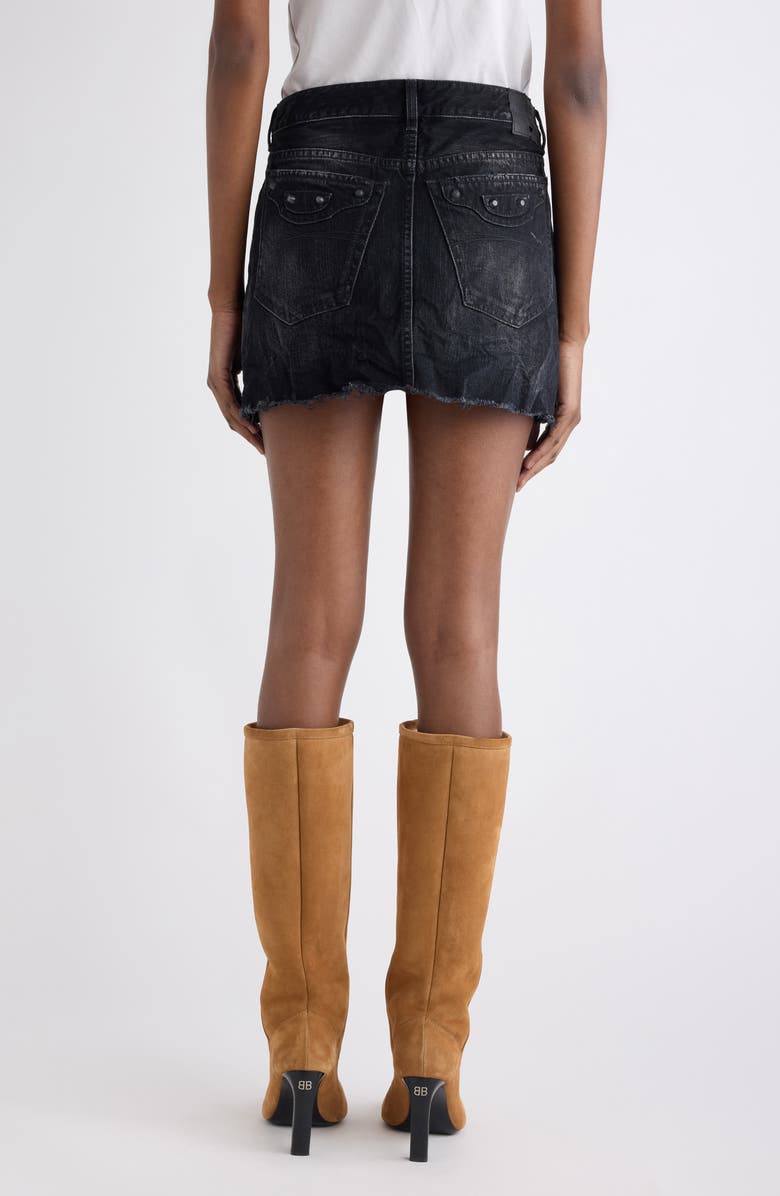 Balenciaga City Distressed Cutoff MIniskirt, Alternate, color, 1037 Black Fade Out