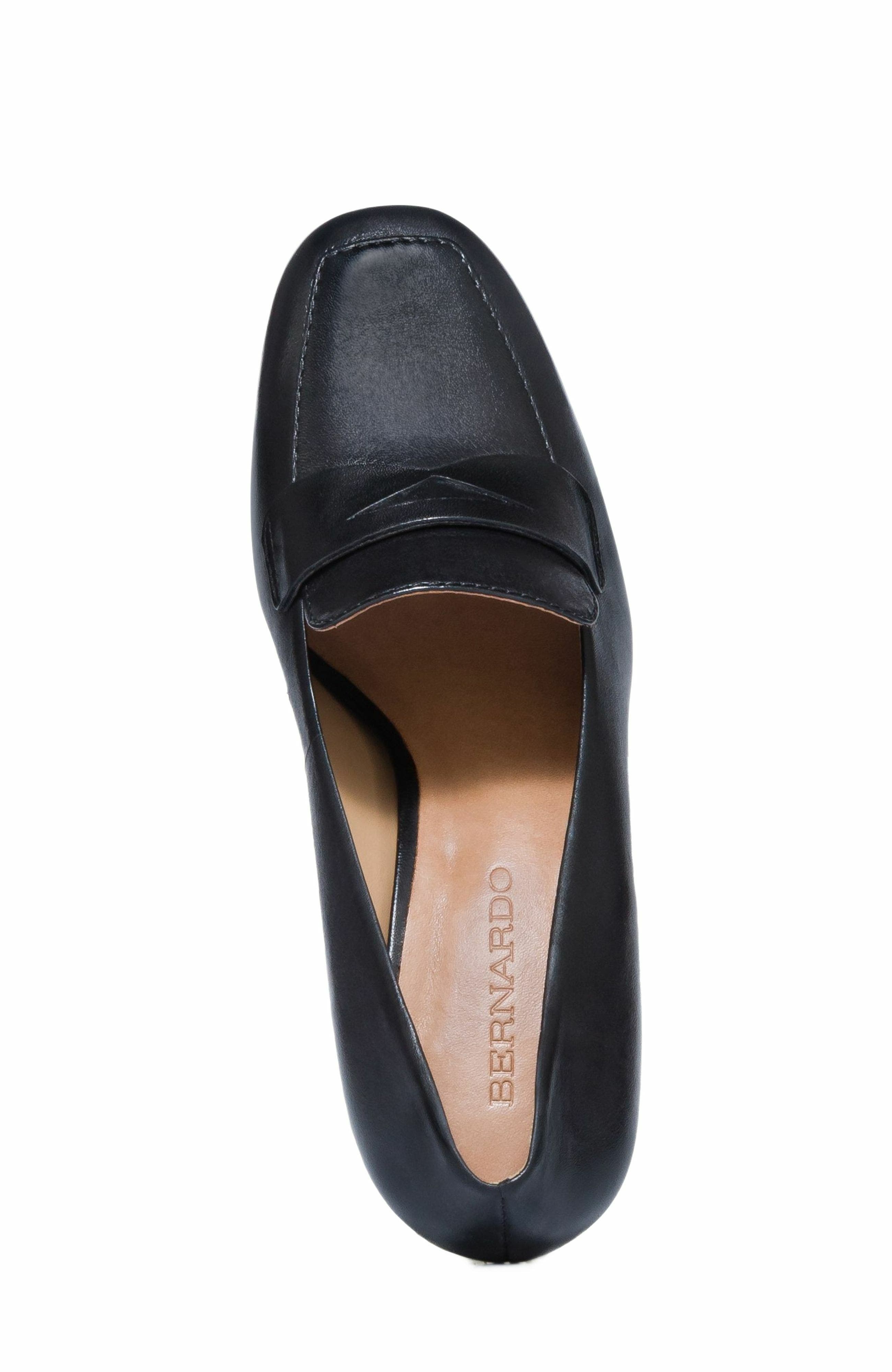 Bernardo Footwear Nessa Block Heel Loafer Pump, Alternate, color, Black