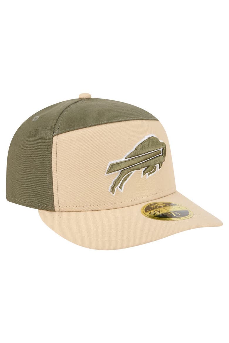 Men's New Era Light Beige/Olive Buffalo Bills Two-Tone Color Pack Split Panel 59FIFTY Fitted Hat, Alternate, color, Light Beige