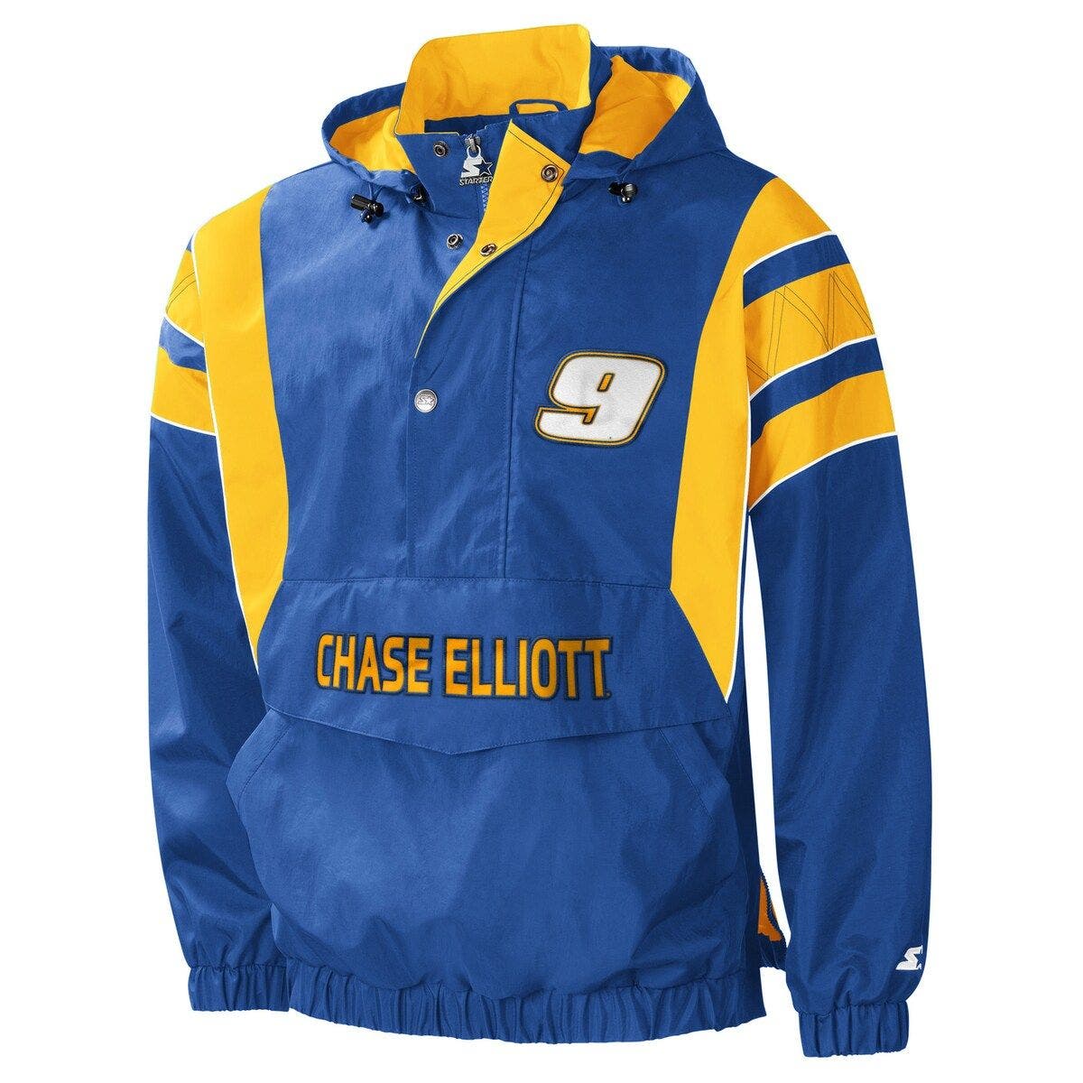 Men's Starter Royal/Yellow Chase Elliott Impact Half-Snap Pullover Jacket - image 2