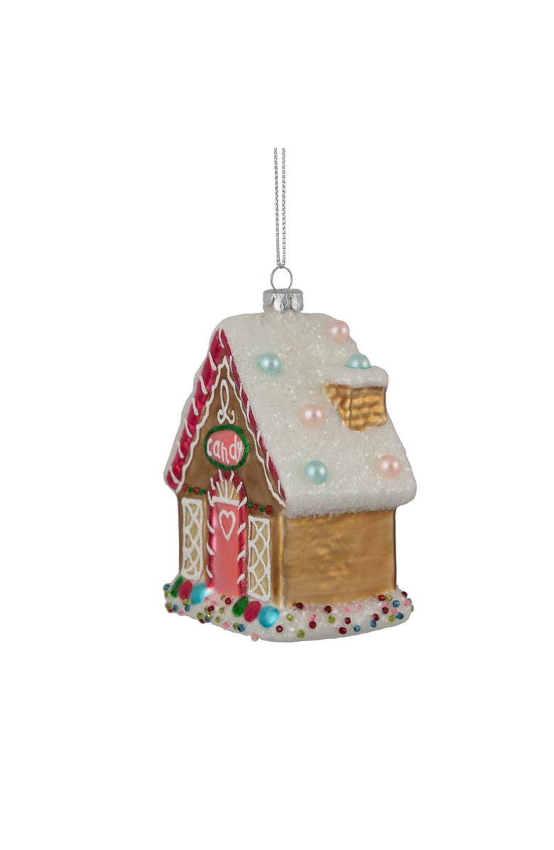 Northlight 4.5" Glittered Gingerbread House Glass Christmas Ornament, Alternate, color, 