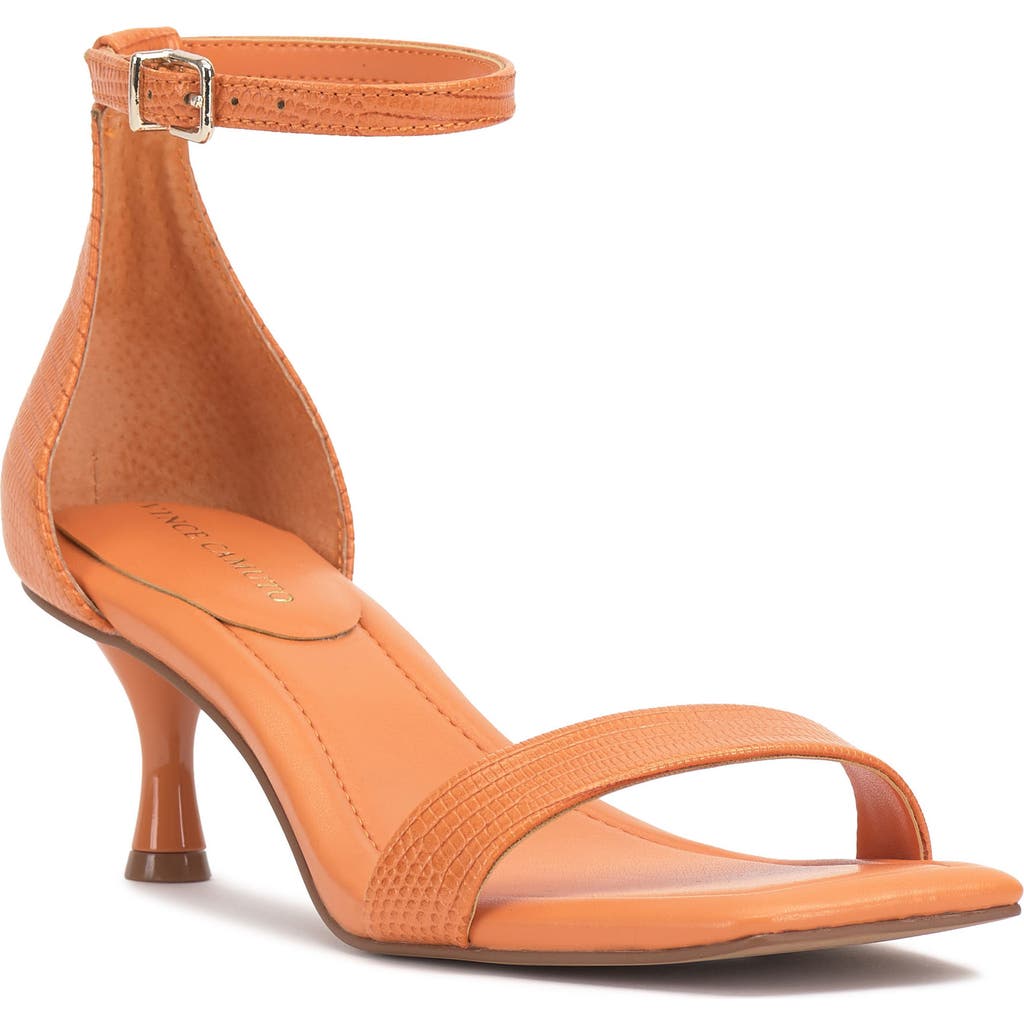 Vince Camuto Vinkely Square Toe Kitten Heel Sandal In Orange