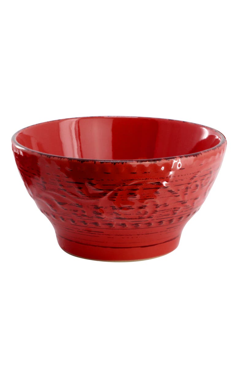 Elama Malibu Ocean Bloom 16-Piece Dinnerware Set, Alternate, color, Red