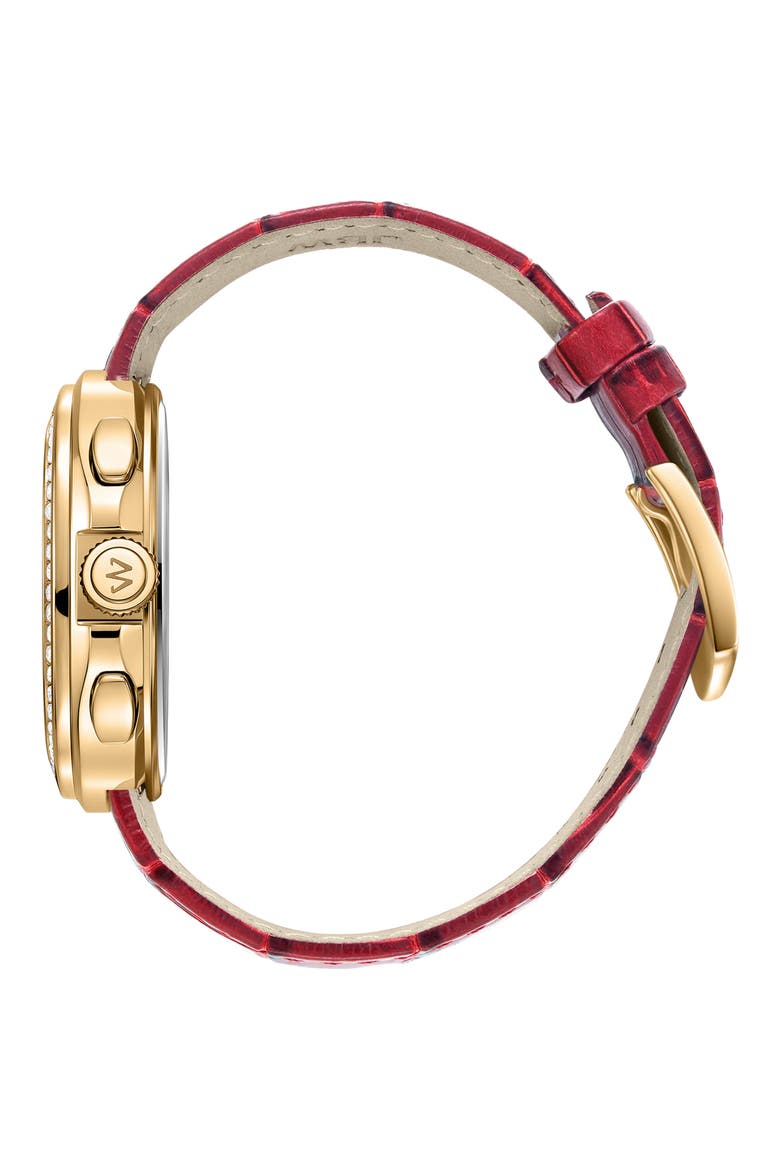 Coast Chronograph Leather Strap Watch, 22mm x 42mm, Alternate, color, GOLD/ MAROON