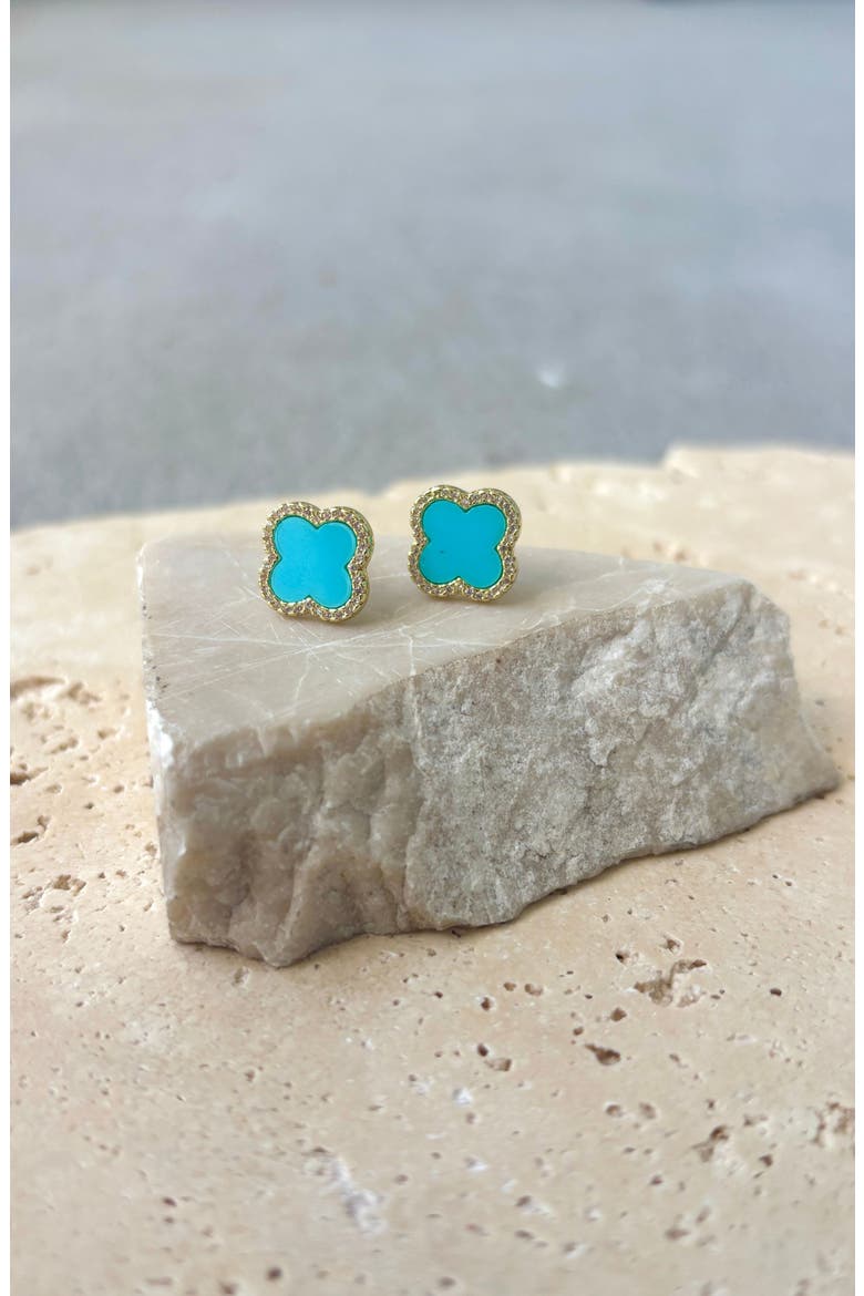 Clover Stud Earrings, Alternate, color, BLUE