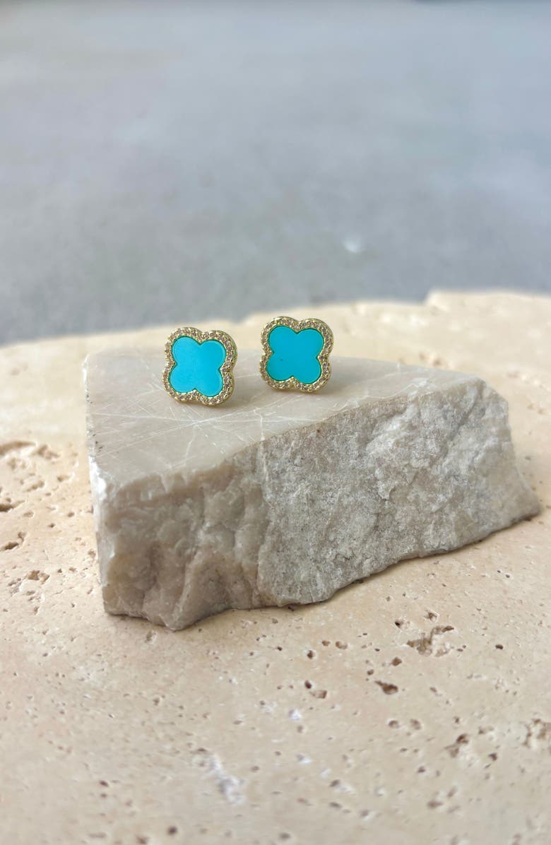 Adornia Clover Stud Earrings, Alternate, color, Blue