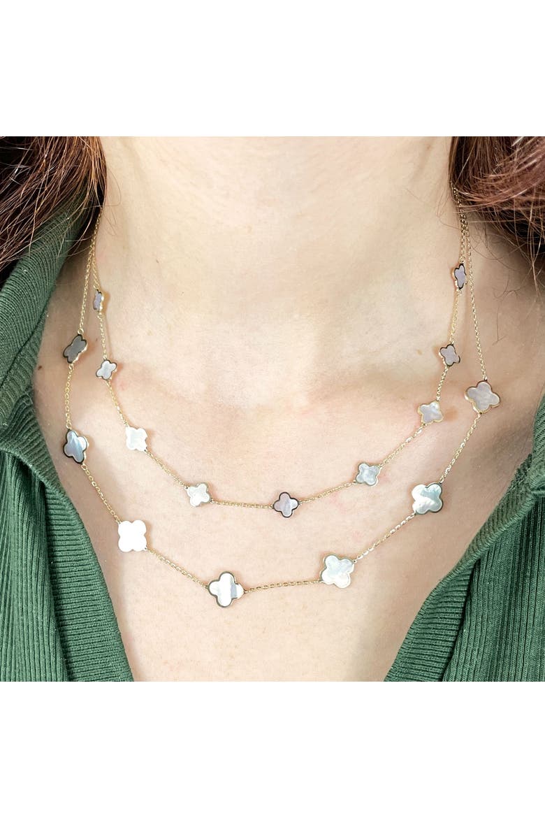 Mini Mother of Pearl Clover Necklace, Alternate, color, Mother of Pearl