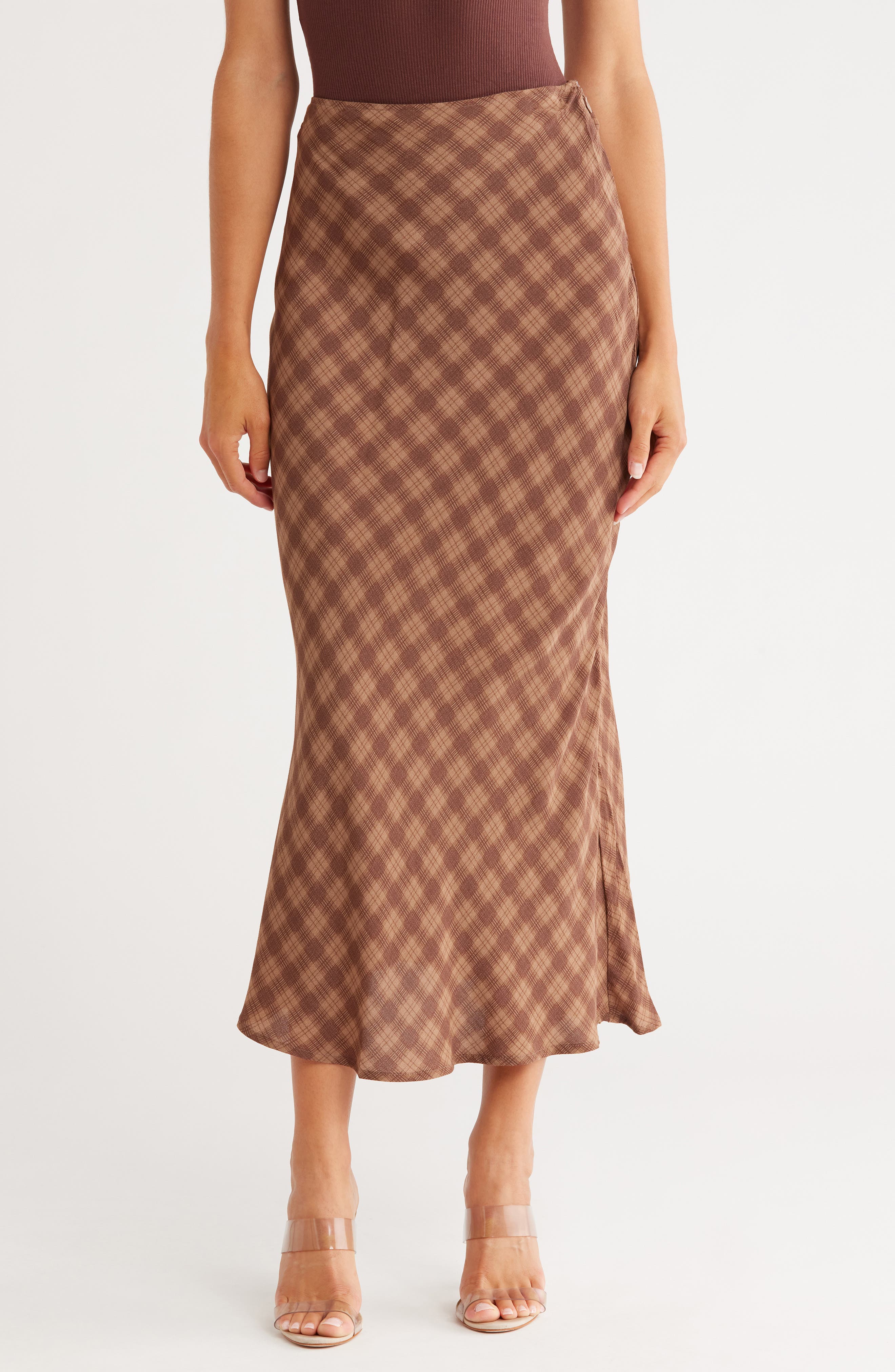 Blu Pepper Print Midi Skirt