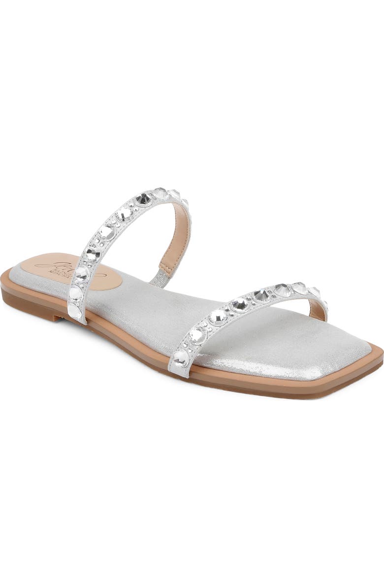 Jewel Badgley Mischka Honesty Slide Sandal, Main, color, Silv Met