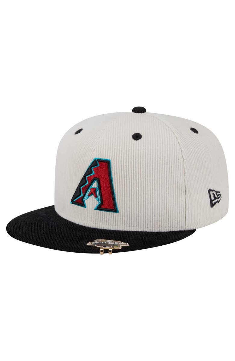 New Era Men's New Era Cream/Black Arizona Diamondbacks Two-Tone Corduroy 59FIFTY Fitted Hat, Alternate, color,