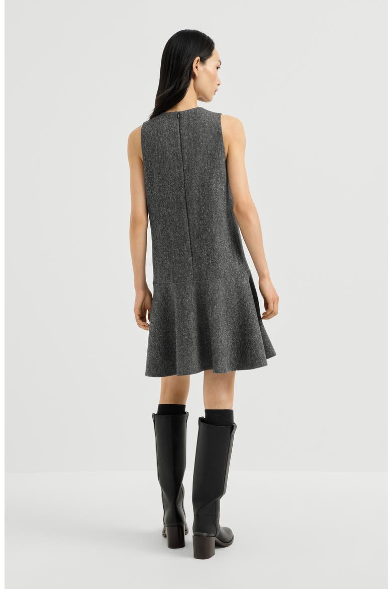 Virgin wool donegal mini dress with monili, Alternate, color, Anthracite
